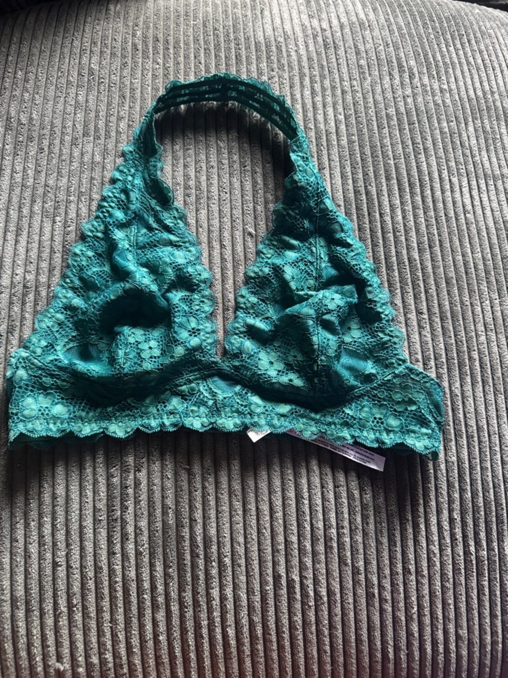 Lace Halter Bralette in Teal
